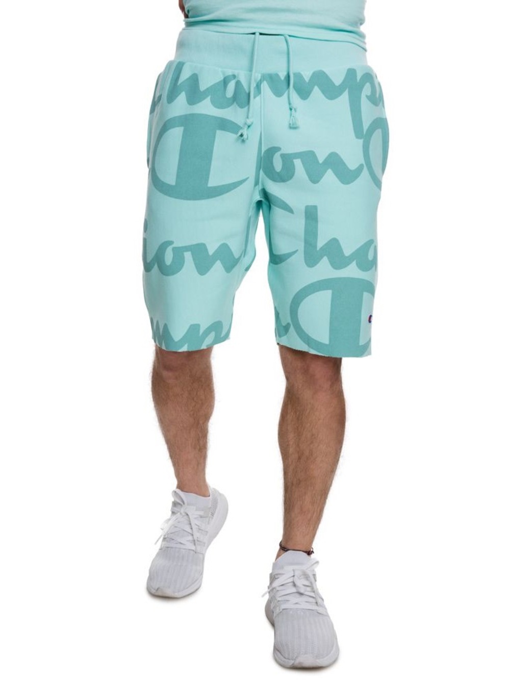 Green printed Champion shants stretch sweat shorts graphic casual streetwear